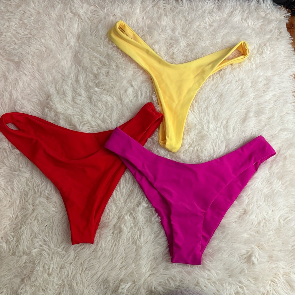 Amazon Women's Swim Bikini Bottoms - Red, Yellow, Pink